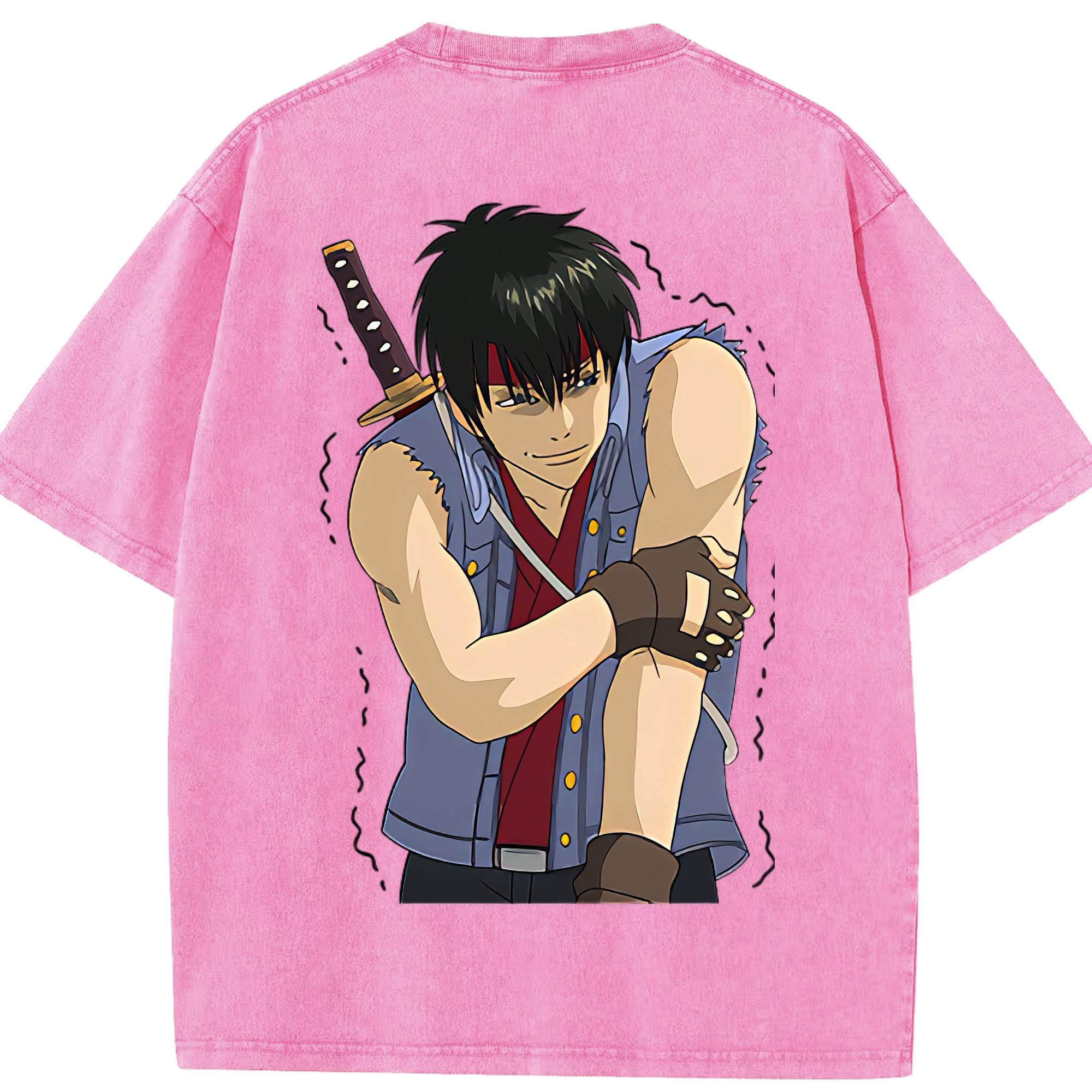 （画像用） ぎんたま 坂田銀時（さかたぎんとき） 神楽 志村新八（しむら しんぱち） GINTAMA Sakata Gintoki Kagura Shimura Shinpachi 綿100% ヴィンテージ風 半袖Tシャツ（背面プリント）